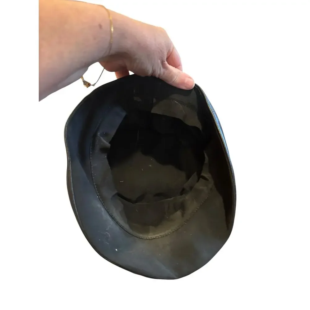 Vintage Black Leather Bucket Hat Women’s Small Soft Genuine Leather Minimalist